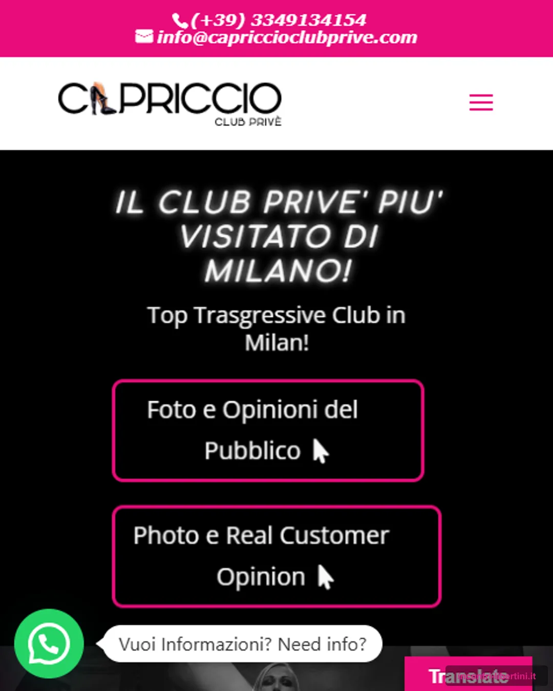 CAPRICCIO Exclusive Disco Club Privé Milano